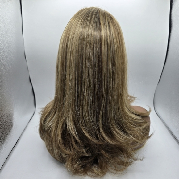 Nels Wigs Kay Light Brunette & Blonde Highlights Monofilament Wig - Picture 8 of 15